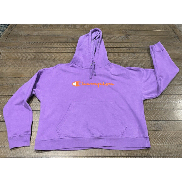 Champion Powerblend Hoodie Script - Purple/Orange Logo - Women's XL - Picture 4 of 7